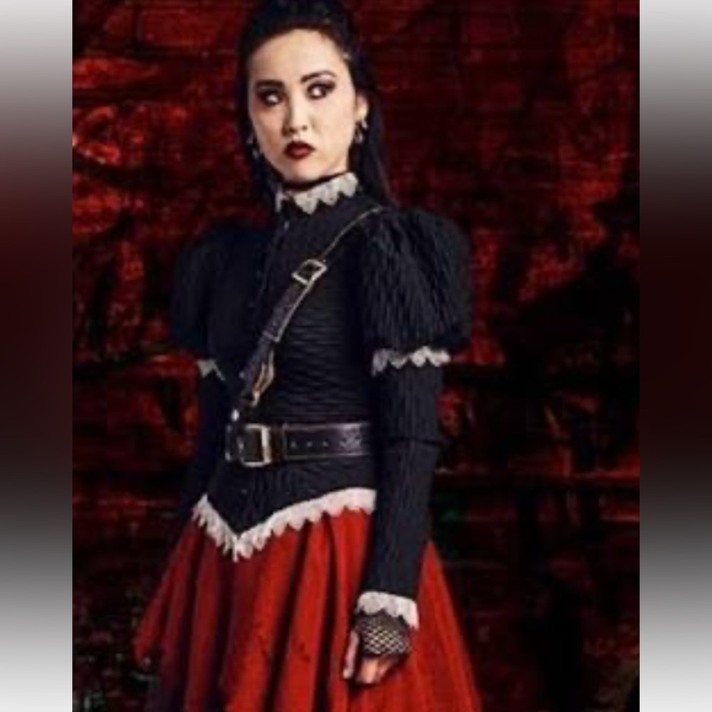 Authentic Marvel costume for Nico Minoru/Gothic satin jacket Black Sz 6